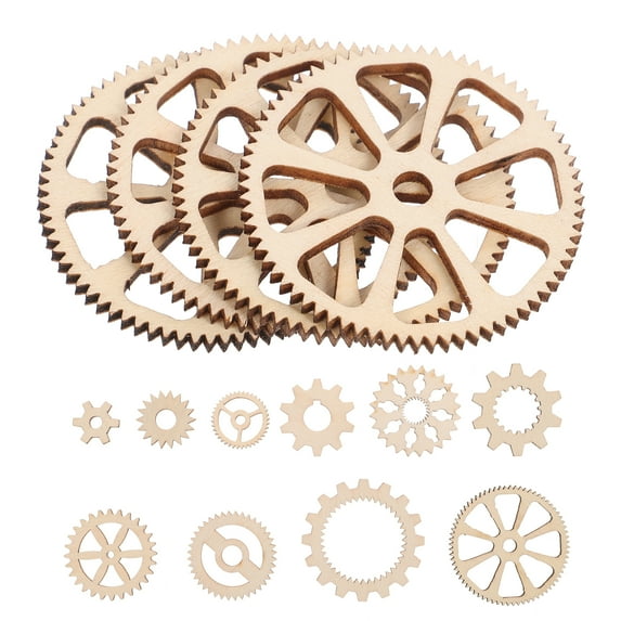 Eease 40PCS Assorted Size Wooden Gear Craft Embellishment Gift Tag Wood Ornaments for Scrapbooking Painting Drawing Craft