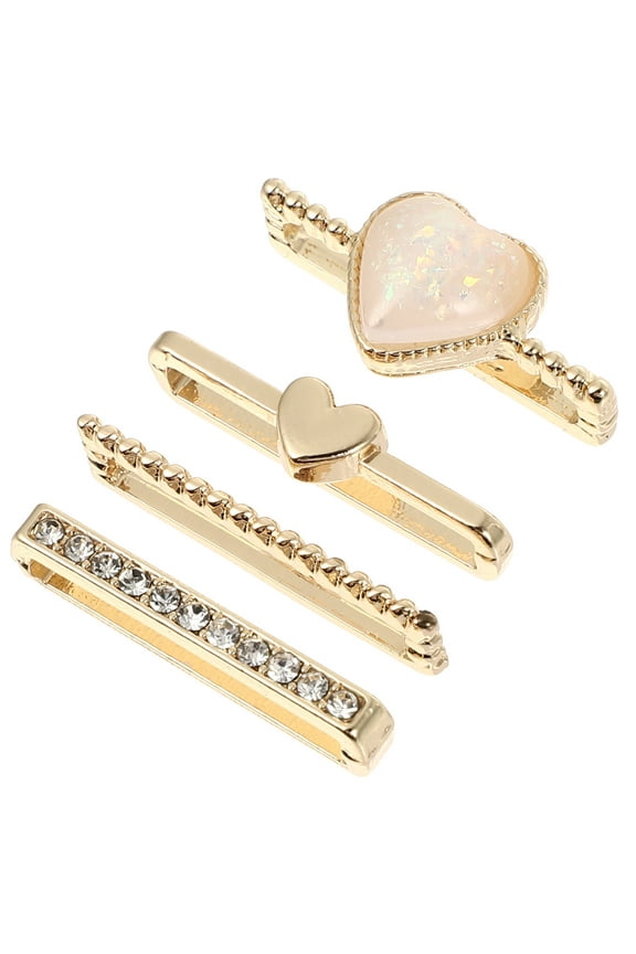 4Pcs Smart Watch Silicone Band Decorative Rings with Rhinestone Charms