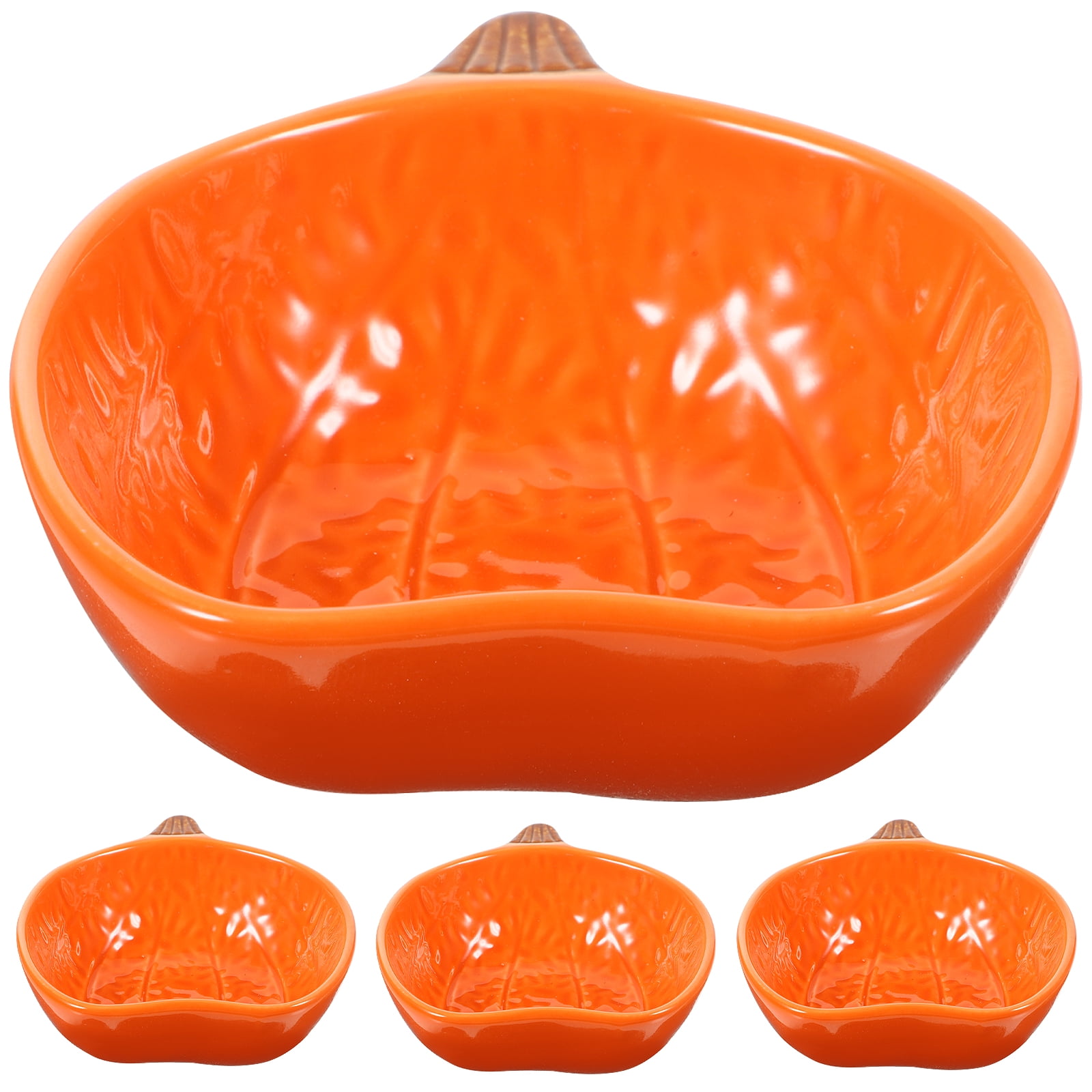 Eease 4pc Ceramic Pumpkin Bowl Oven Safe Ramekins Baking Serving Bowls