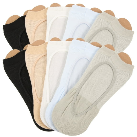 Eease 5 Pairs Toe Separating Socks Cotton Socks Two Toes Socks Solid Color Shallow Mouth Socks
