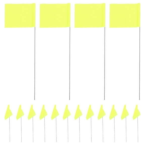WRITWAA 50Pcs Sturdy Yellow Marker Flags for Lawn Yard with PVC and Steel Wire Material