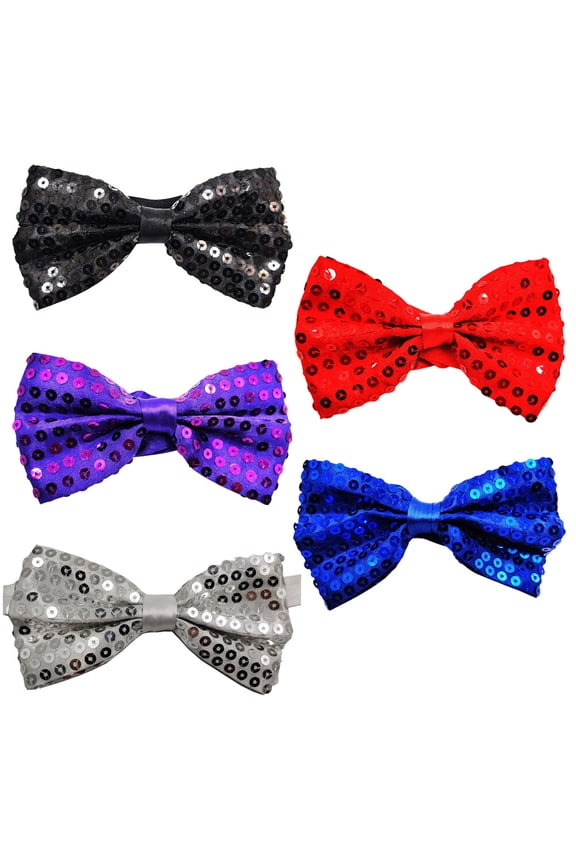 Tineasur 5PCS Glitter Sequin Bowties Casual Wear Birthday Celebrations