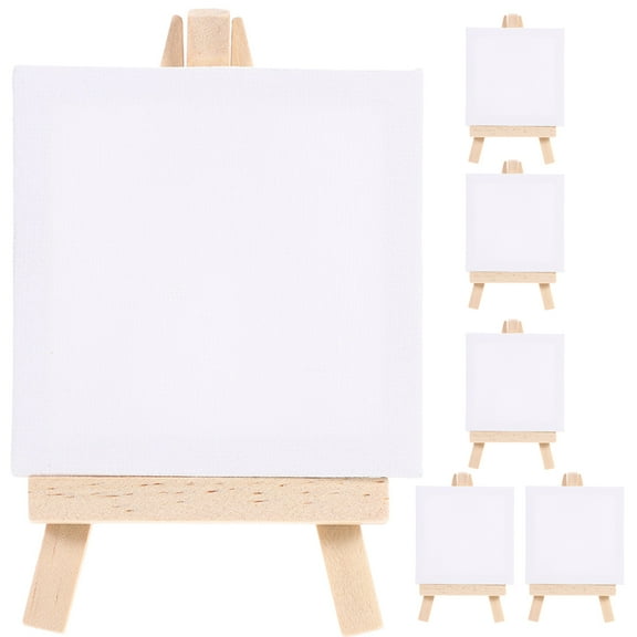 Eease 6 Sets Multi-function Mini Canvases Decorative Mini Easels Crafted Canvas DIY Painting Canvases