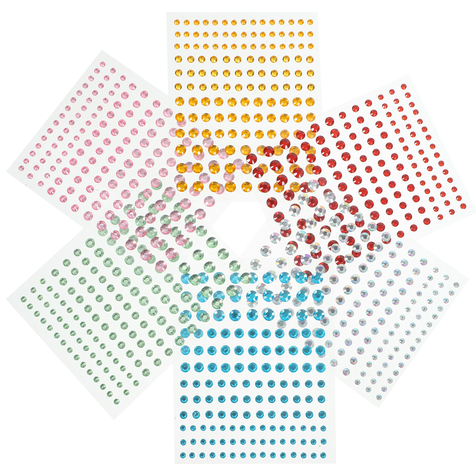 Eease 6 Sheets Self Adhesive Gem Stickers Assorted Shapes & Colors