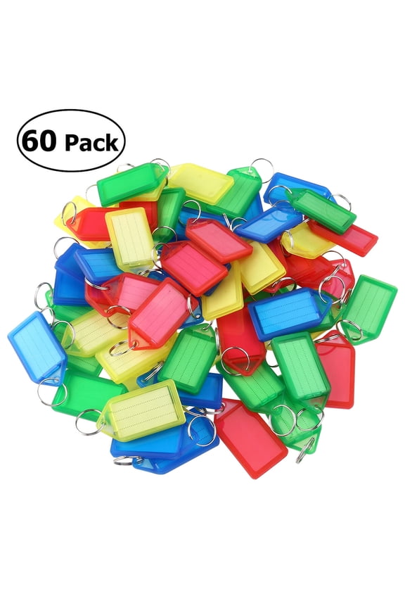 60Pcs Plastic Key Fobs with Rings and Writable Inserts for Luggage and Keys