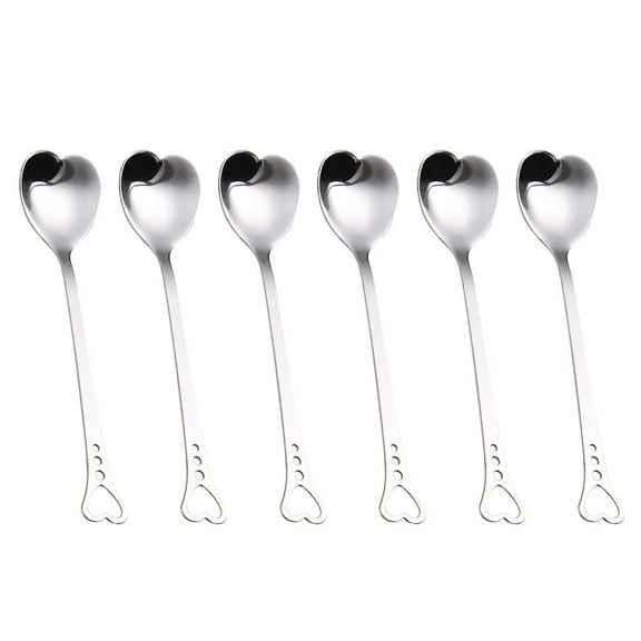 Eease 6pcs Heart Shaped Stainless Steel Tea Spoons Set for Home Restaurant