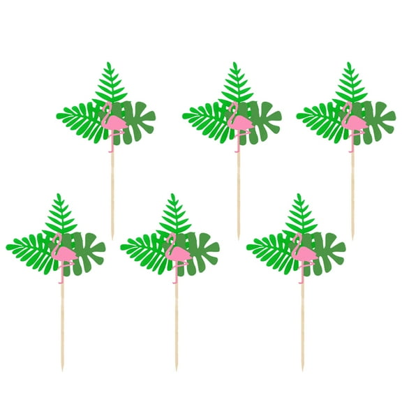 Eease 6pcs Leaf Cake Picks Hawaii Cupcake Topper Fashion Dessert Picks Creative Cake Decor (6pcs/Pack)
