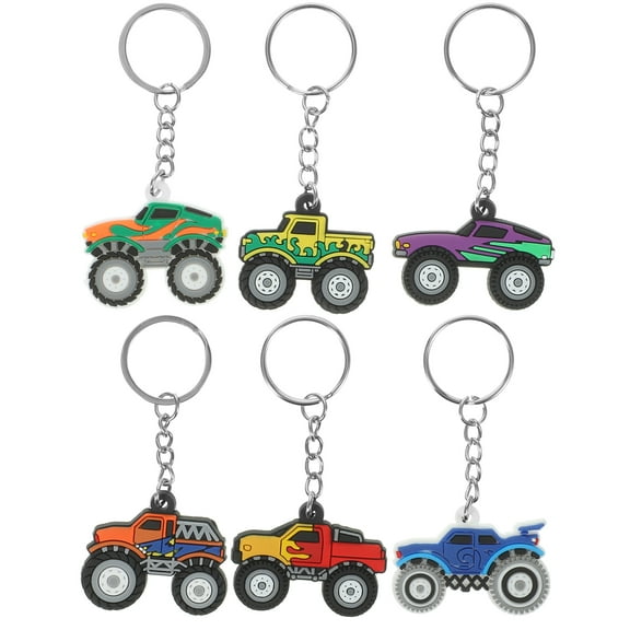 6pcs Off Road Vehicle Charms Key Chains Cartoon Vehicle Key Chains Key Ring