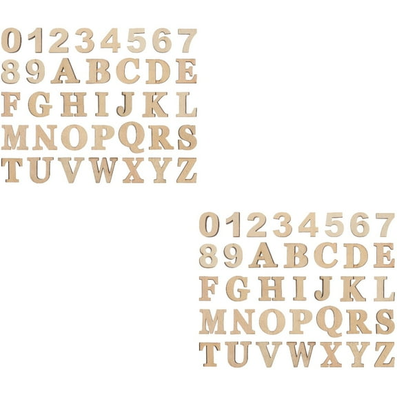 Eease 72 Pcs Miniature Wooden Alphabet Letters Small Wood Numbers for Scrapbooking DIY Crafts