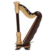 WRITWAA Harp Table Ornament Coffee Wood and Silk for Home Office Decoration