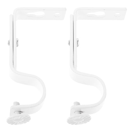 Adjustable Curtain Rod Bracket Set - Sturdy Steel Holder for Wall Mount (White)
