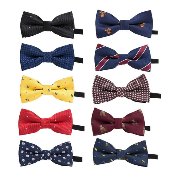 Eease Adjustable Pre-tied Bow Ties for Boys - 10 Pieces