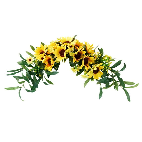 TABLZONE Sunflower Door Wreath Floral Swag Decoration for Front Door Wall Window Wedding Arch