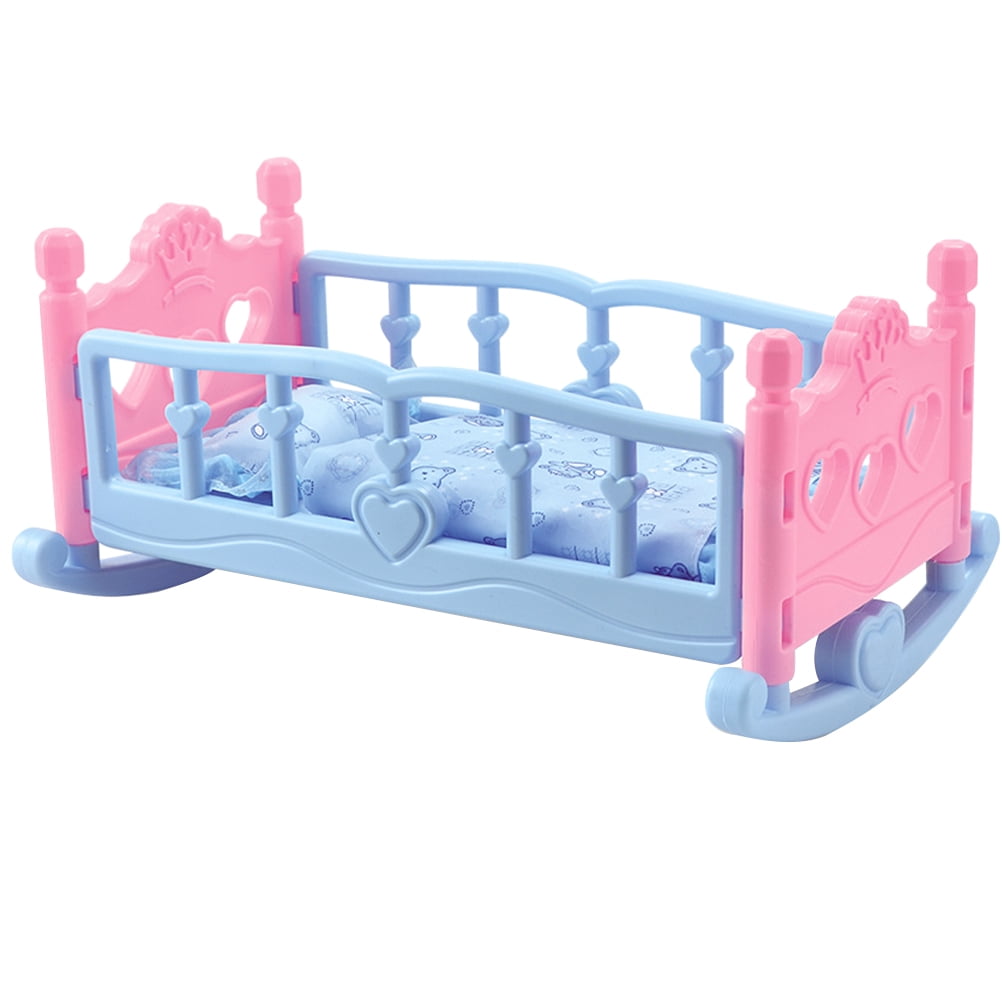 ROBUD Wooden Doll Cradle Baby Crib Bed Play Set for Kids Fits Dolls Up to 18 Inches White Walmart