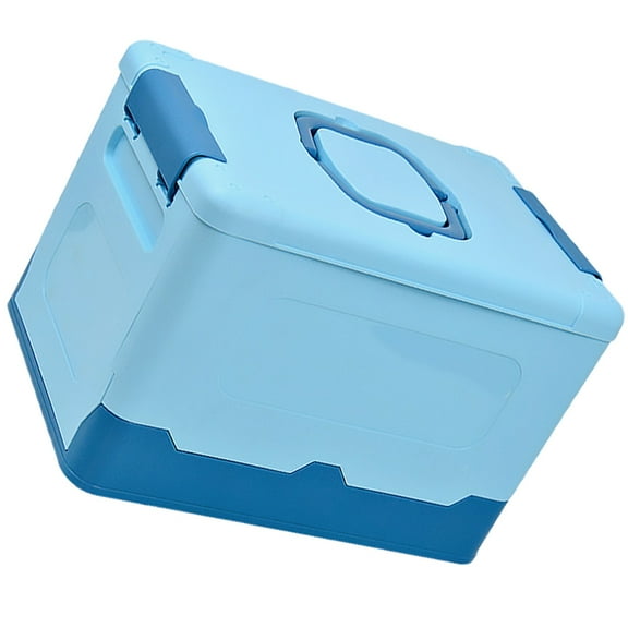 Eease Blue Folding Plastic Storage Box with Handle and Lock