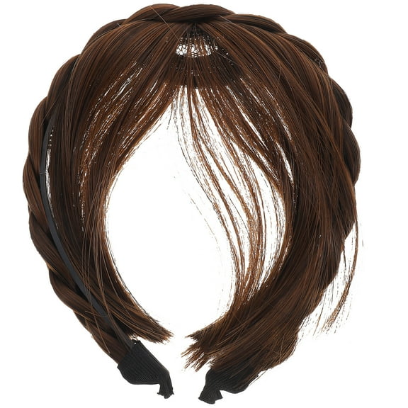 Eease Braid Wigs Headband Fringe Hair Extensions for Women (Light Brown)