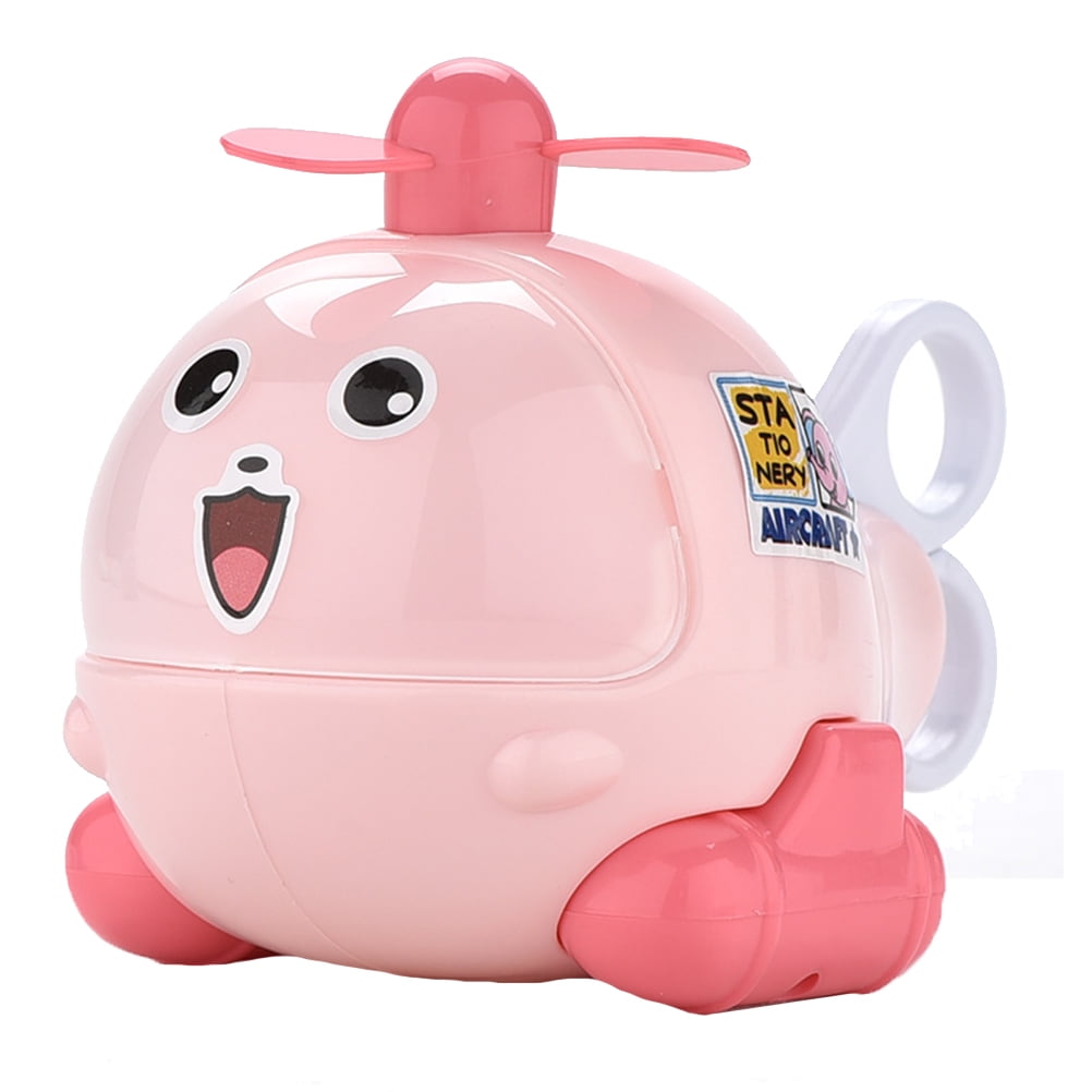 Eease Cartoon Aircraft Pencil Sharpener Scissor Eraser Ruler Stapler Set (Pink)