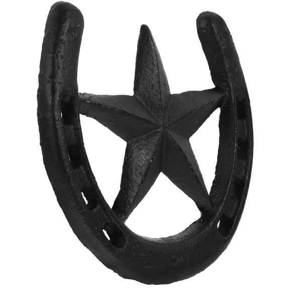 Eease Cast Iron Horseshoe with Star Wall Decor Horseshoe Craft Indoor Outdoor Wall Pendant