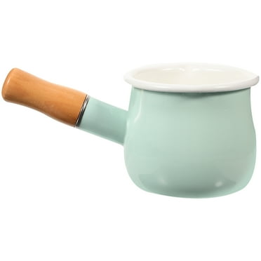 Eease Ceramic Milk Pot with Wooden Handle - Non-stick Butter Warmer