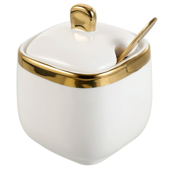 Eease Ceramic Salt Cellar with Lid for Kitchen White