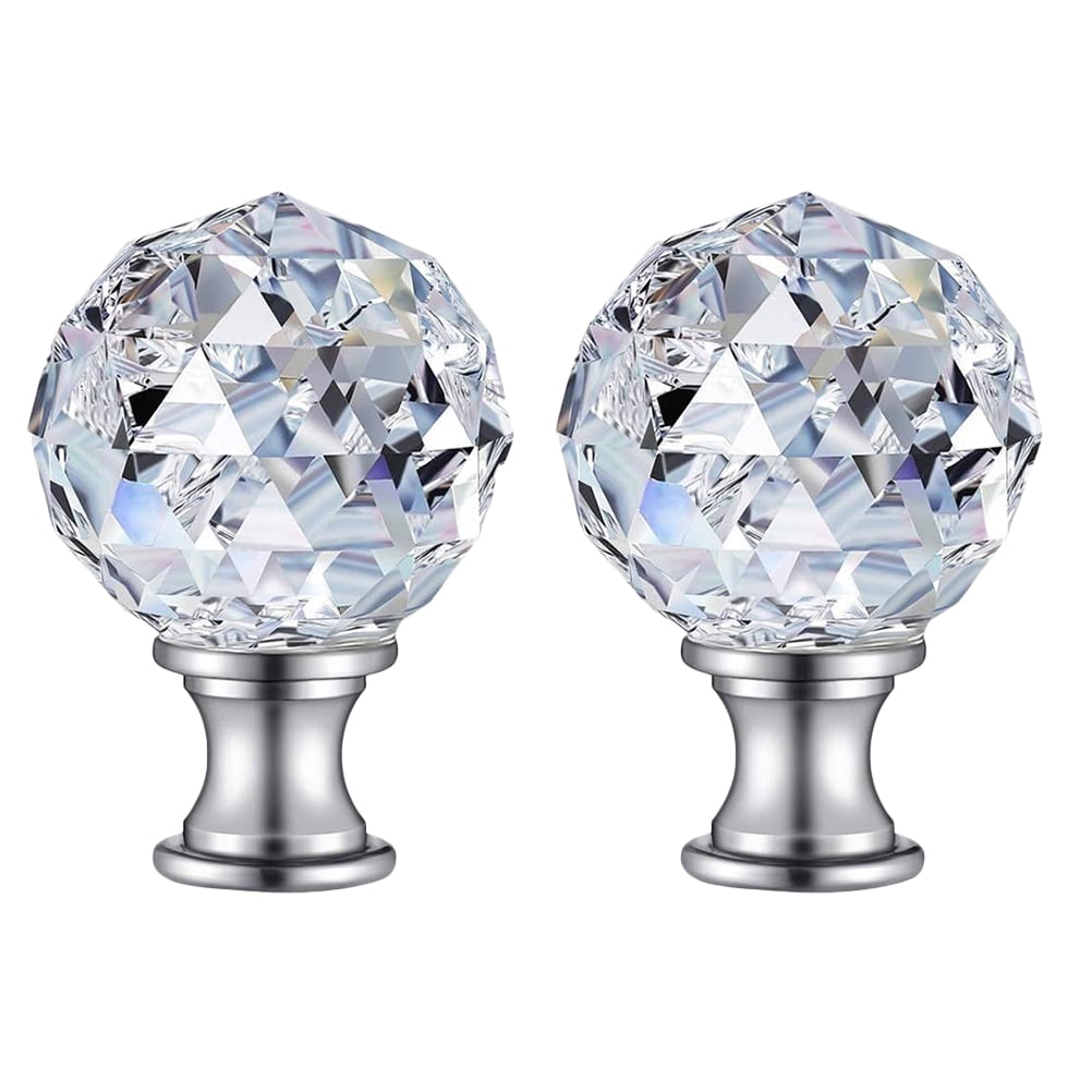Clear Crystal Glass Lamp Finials with Silver Aluminum Base