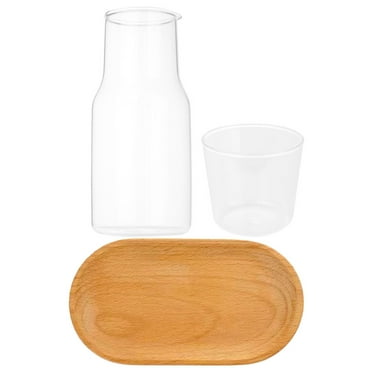 Eease Clear Glass Water Carafe Set with Tray for Bedside Drinking