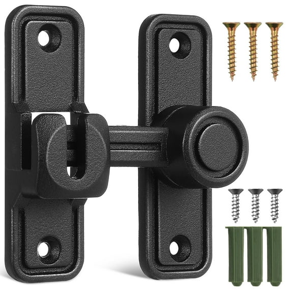 WRITWAA Gate Hardware Barn Door Lock Zinc Alloy Black 1 Set for Property Managers