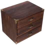 Eease Drawer Style Storage Box Drawer Desktop Storage Case Vintage Wooden Box for Home (Three Drawers)