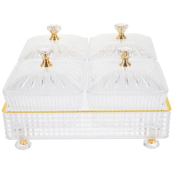 Fruit Tray with Lid, Sectioned Serving Platter for Nuts, Candy, Snacks, and Appetizers