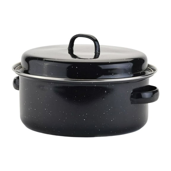 Eease Enamel Roasting with Lid for Chicken, Meat, and Vegetables - 28x28cm (Black)