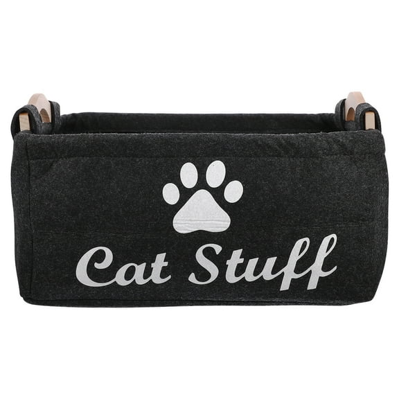 Felt Dog Toy Storage Bin with Handles - Black