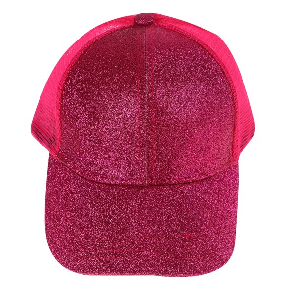 Eease Glitter Baseball Cap Ponytail Trucker Adjustable Athletic Trucker Hat Mesh Baseball Cap Hat Mesh Cap for ( Rosy )
