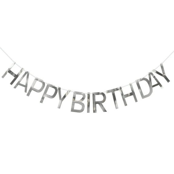 Eease HAPPY BIRTHDAY Sequins Banner Decoration Hanging Birthday Letter Garland Party Supplies (Silver)