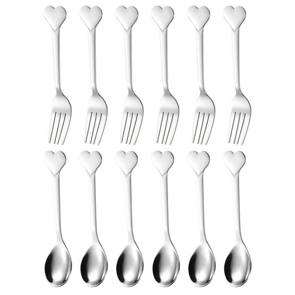 Eease Heart Spoon Fork Stainless Steel Flatware Set for Home and Restaurant
