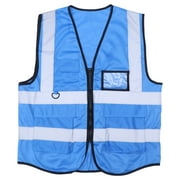 Eease High Visibility Reflective Vest Lightweight Safety Vest Volunteer Traffic Waistcoat for Sanitation Worker (Blue)