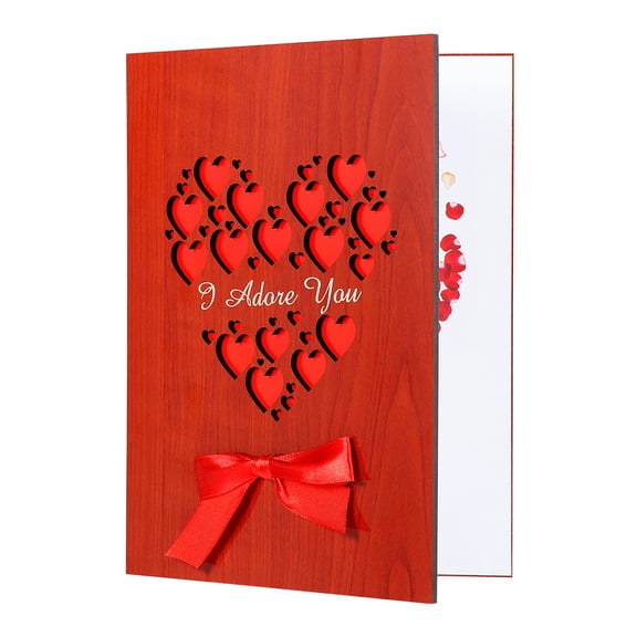 Eease I YOU Greeting Hollow Hearts for Valentines Day Anniversary Wedding Gifts ( Red )