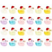 Eease Mini Glow Ducks 24pcs Christmas Figurines Cake Toppers Resin Animals