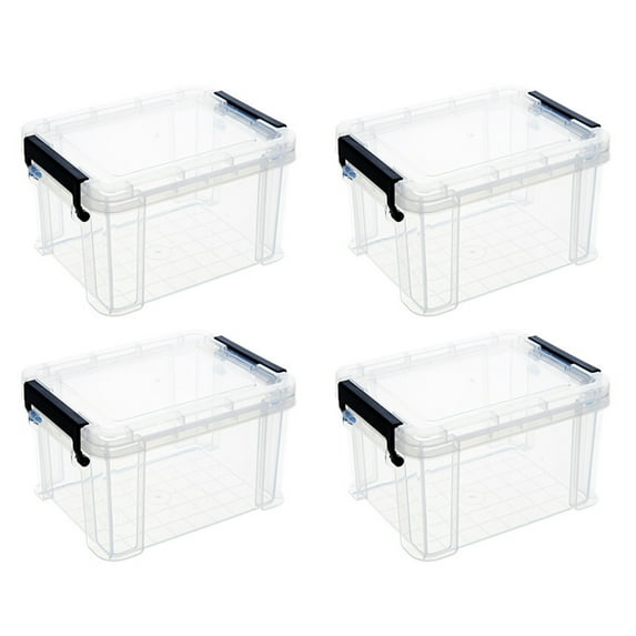 WRITWAA Set of 4 Clear Plastic Storage Containers with White Lids, Durable Food Storage Boxes for Kitchen Organization