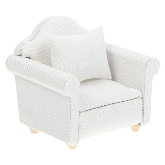 Eease Mini White European Sofa with Cushion for Dollhouse Decoration