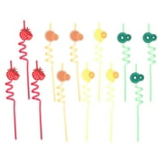 Eease NOLITOY Rainbow Fruit Straws 12Pcs Reusable Cartoon Twisty Party Favors