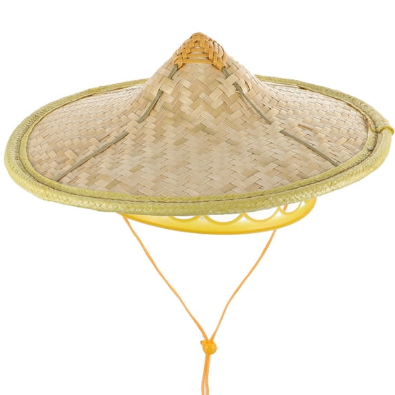 EXHUMKY Bamboo Hat Cosplay Hat Performance Hat Party Hat Decoration Hat for man women wooden color