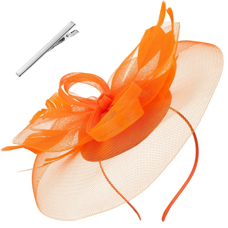 Eease Orange Fascinator Hat for Tea Party, Wedding or  display picture 1