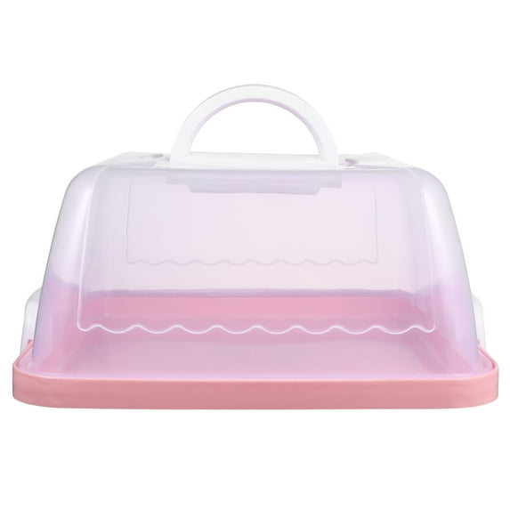 Eease Pink Plastic Cake Carrier with Handle for Desserts