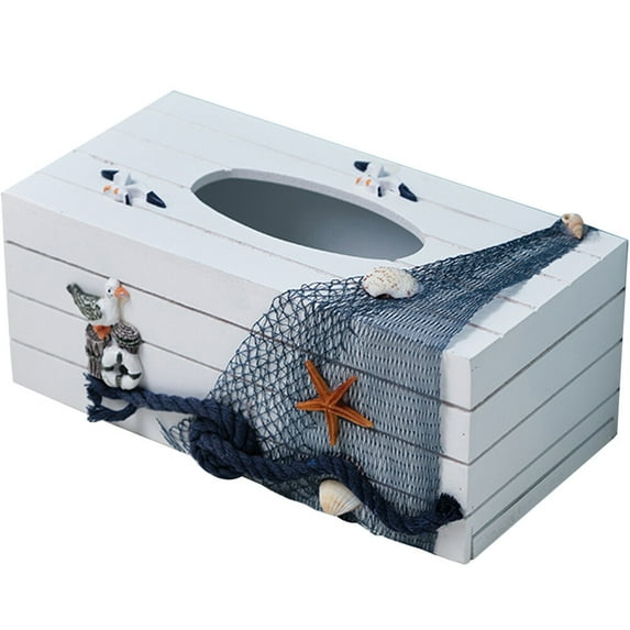 HEMOTON Wooden Tissue Box Holder with Resin Perfect for Home Office Mediterranean Style Decor Assorted Color
