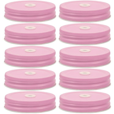 Eease Regular Mouth Mason Jar Lids with Straw Hole - 10 Pcs