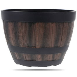 Better Homes & Gardens Whiskey Barrel Brown Resin Planter