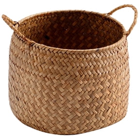 Seagrass Belly Basket for Plant Pots and Home Storage, Decorative Woven Organizer for Indoor Plants and Household Use