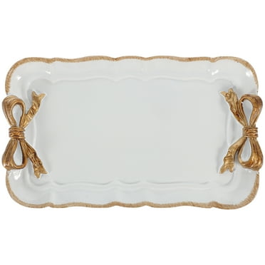 Eease Serving Platter Rectangular Tray Resin Bowknot Dessert Serving Tray Tableware Tray