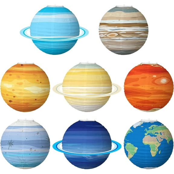Eease Solar System Planet Paper Lanterns Hanging Decoration (8pcs)