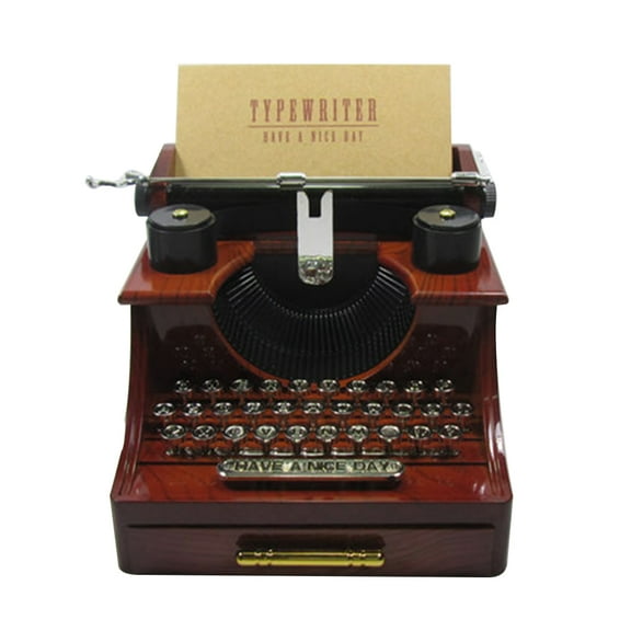 Eease Squiz Typewriter Music Box with Drawer - Vintage Mechanical Jewelry Storage Box